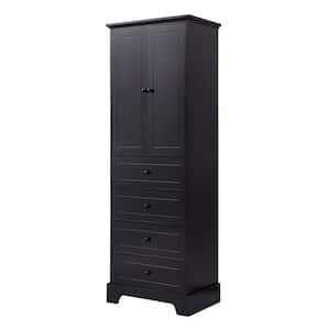 23.6 in. W x 15.7 in. D x 68.10 in. H Black Linen Cabinet with Adjustable Shelf