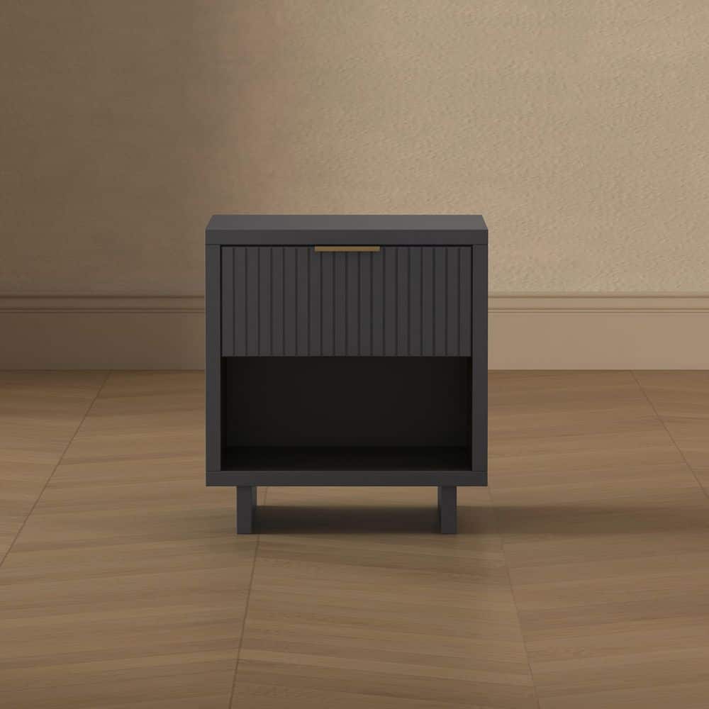 Elara Contemporary Charcoal Gray 1-Drawer 18.1 in W Solid Wood Nightstand