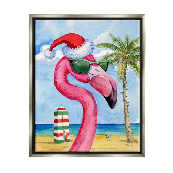 Flamingo Tropical Christmas by Paul Brent 1 Piece Floater Frame Graphic Print Animal Poster Art Print 31 in. x 25 in.