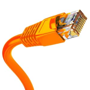 100 ft. Orange CMR Cat 6E 600MHz 23AWG Solid Bare Copper Ethernet Network Cable with RJ81 Ends Heat UV Resistance