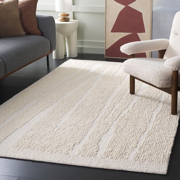 Natura 9 ft. x 12 ft. Ivory/Beige High-Low Abstract Layered Area Rug