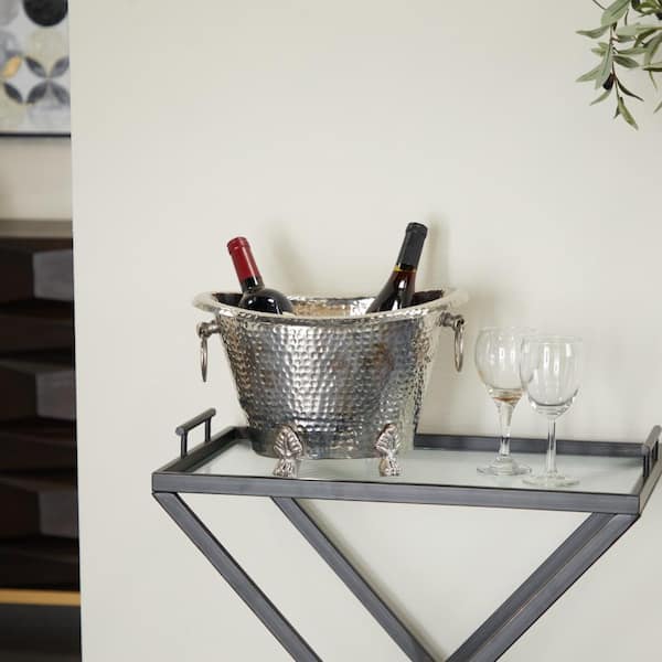 Silver Aluminum 6 Bottles Ice Bucket