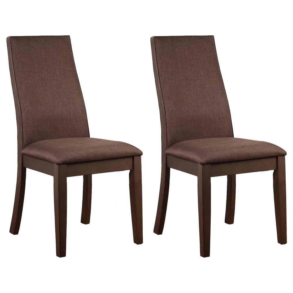 Rich Cocoa Brown Upholstered Transitional Side Chair Set