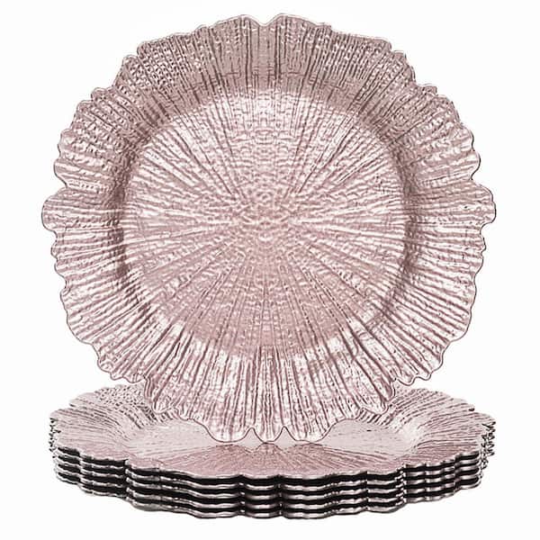 13 in. Peaches Charger Plates (Set of 6), Reef Plate Chargers for Dinner Plates, Plastic Table Chargers for Christmas