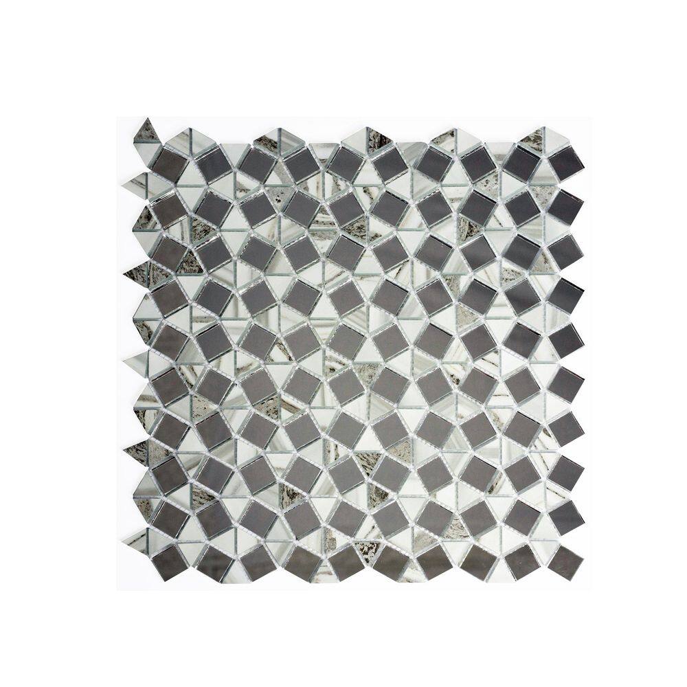 Art Deco White and Gray 12 in. x 12 in. Wood Look Glass Mosaic Wall Tile (20 sq.ft./Case) price history on PriceWatchPro