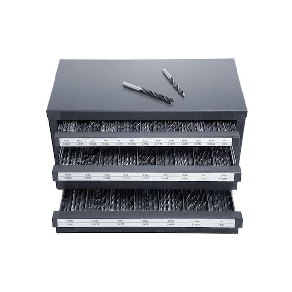 17.46 in. Drill Bit Dispenser Cabinet, 14.76 in. Tool Storage Bin 7.87 in. W 3-Drawer Drill Bit Organizer Cabinet