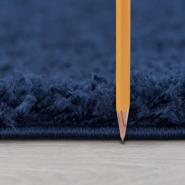 Tayse Rugs Jersey Shag Diamond Navy 8 ft. x 10 ft. Indoor Area Rug