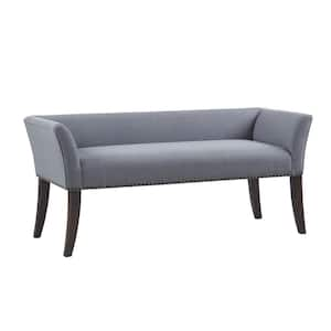 Antonio Slate Blue Flared Arms Accent Bench 23 in. H x 49.5 in. W x 19.25 in. D