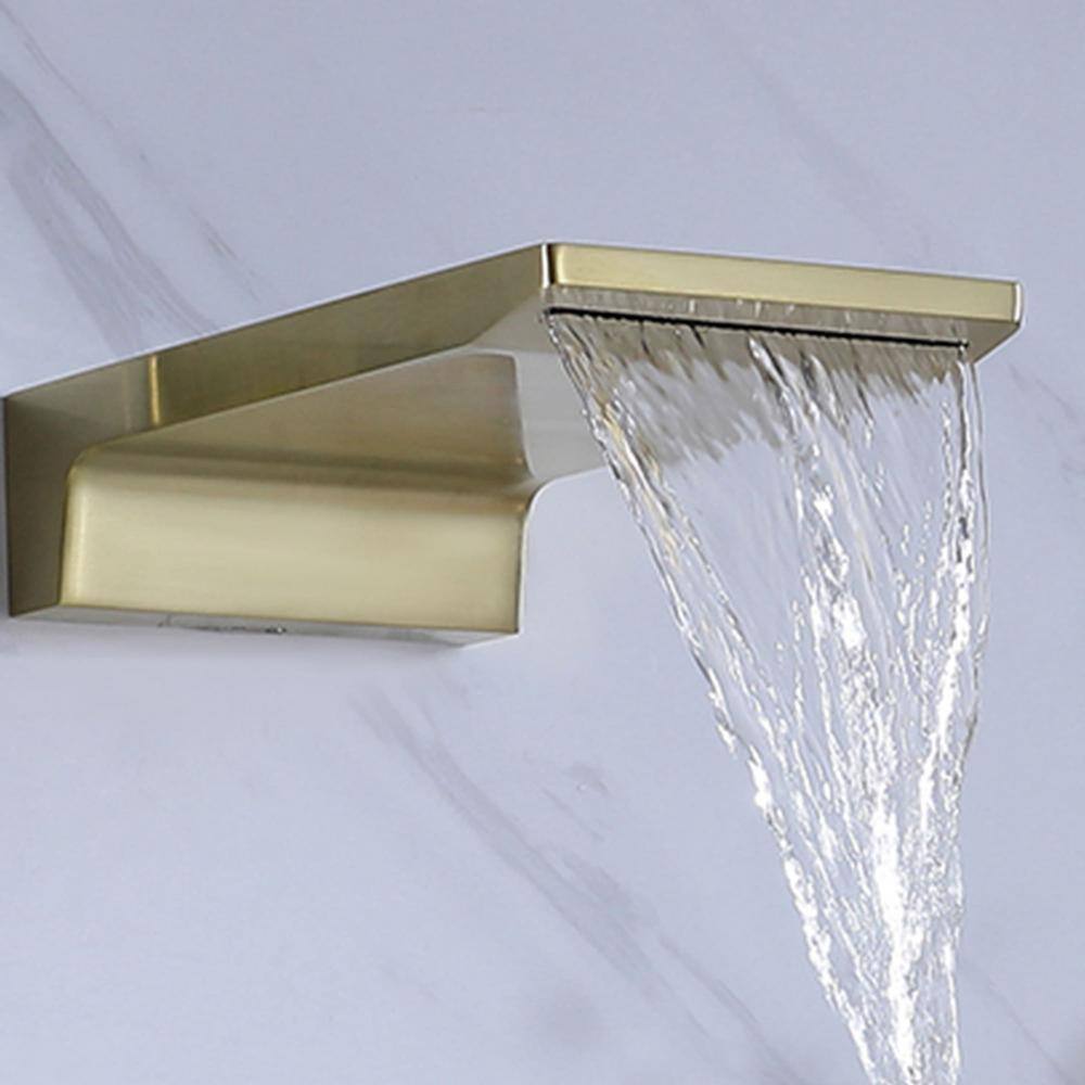 Brushed Gold Wall-Mounted Waterfall Bathroom Faucet
