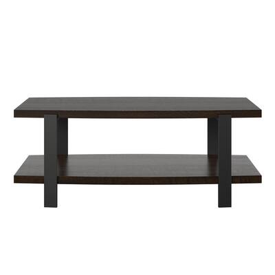 Sycamore 48 in. Espresso Large Rectangle Particle Board Coffee Table with Shelf