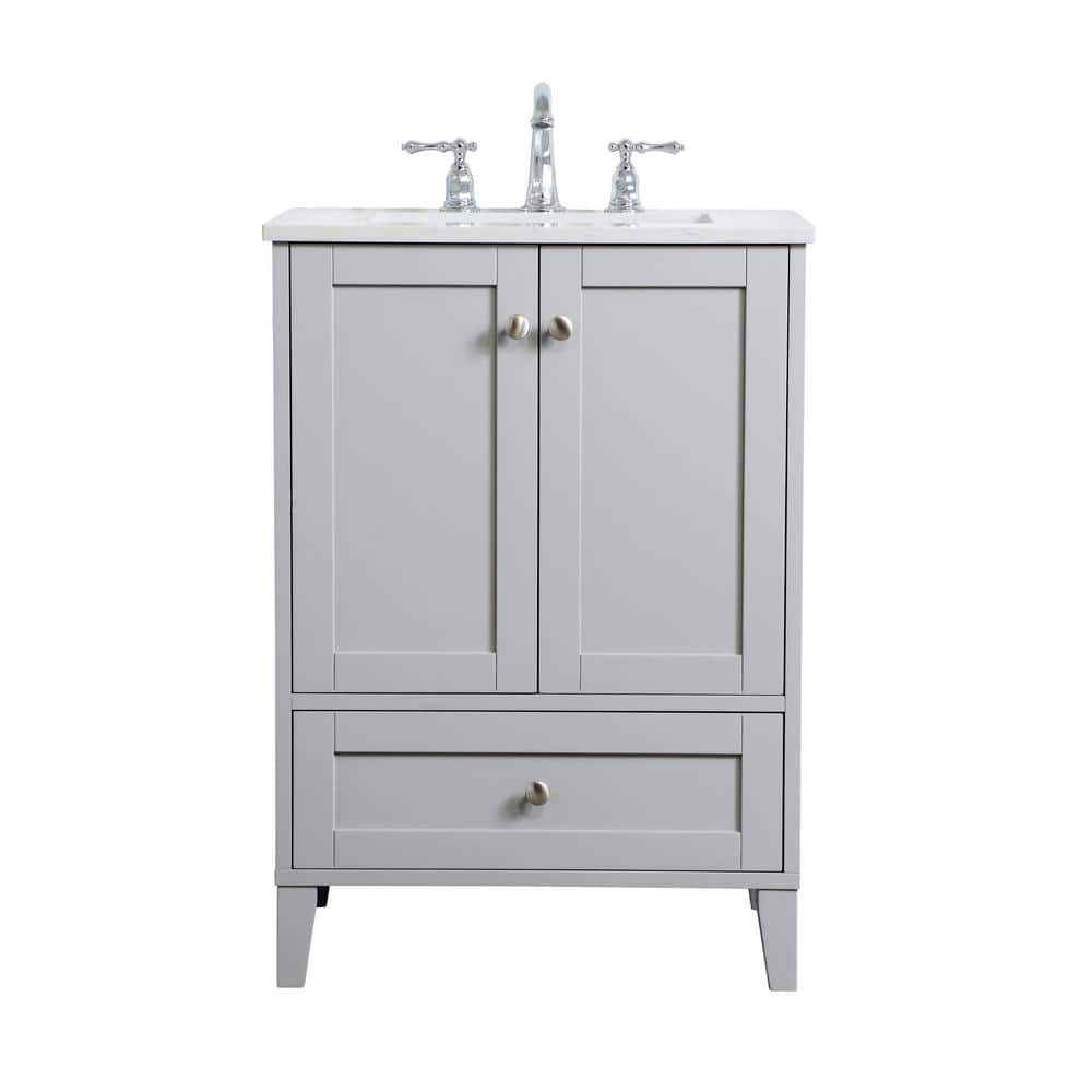 Timeless Home 24 in. W x 19 in. D x 34 in. H Single Bathroom Vanity in Grey