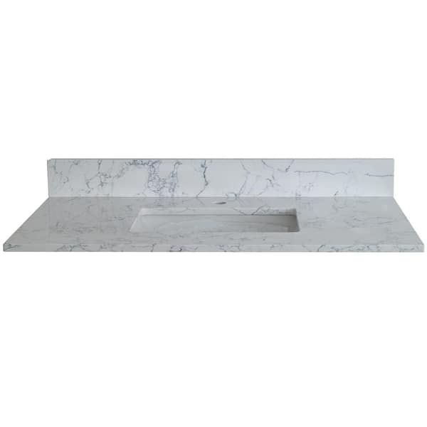 Boyel Living 37 in. W x 22 in. D Engineered Stone Composite Vanity Top in White with White Rectangular Single Sink - Single Hole