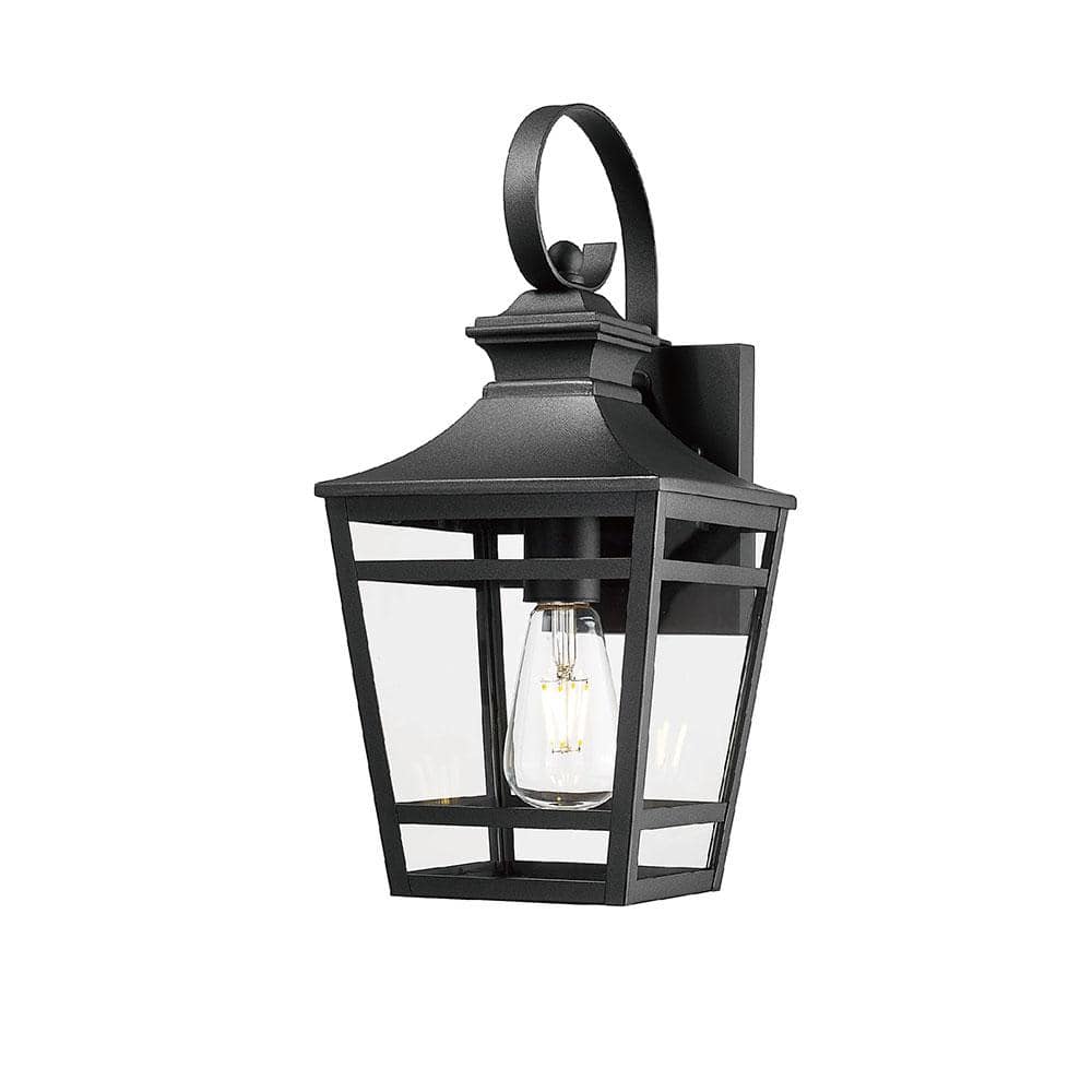 1-Light Black Aluminum Outdoor Weather Resistant E26 Bulb Compatible Post L