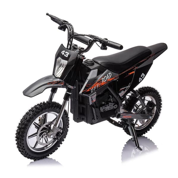 36V Kids Electric Dirt Motorcycle with LED Headlight and Leather Seat, Up to 15.5MPH, Ages 14+ Black