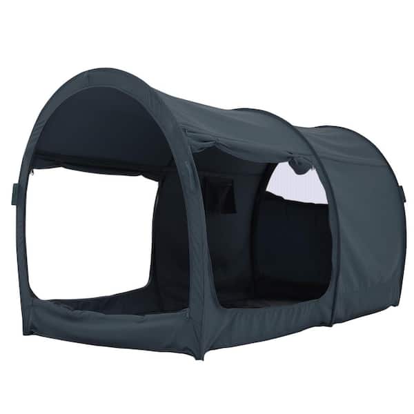 Alvantor Indoor Pop Up Portable Frame Pongee Bed Canopy Tent Full Curtains Breathable Charcoal Cottage (Mattress Not Included)
