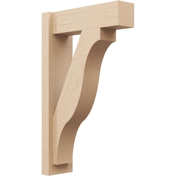Ekena Millwork 6 in. x 30 in. x 18 in. Funston Block Rough Cedar Woodgrain Timberthane Polyurethane Outlooker, Primed Tan