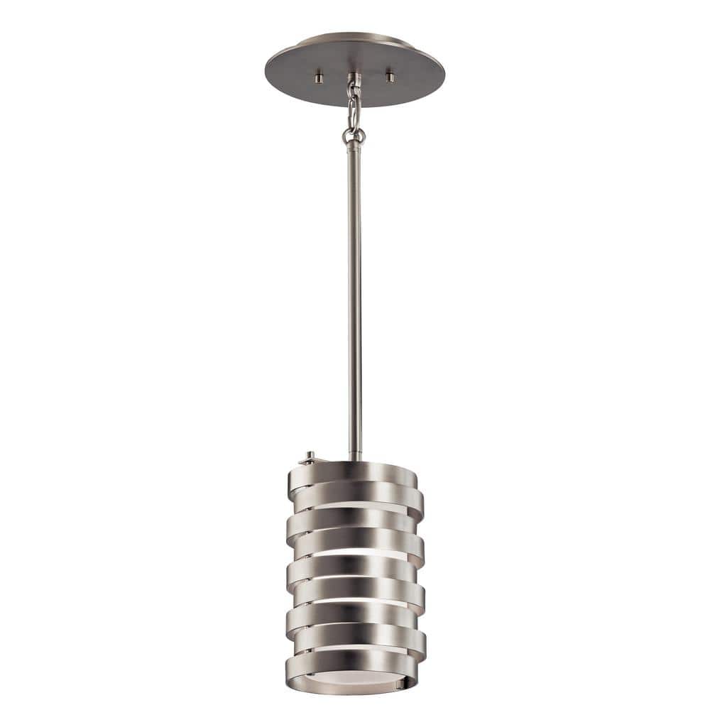 Roswell Brushed Nickel Mini Pendant with Satin Etched Glass