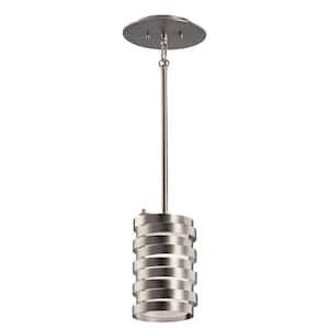 Roswell 1-Light Brushed Nickel Contemporary Shaded Kitchen Mini Pendant Hanging Light with Metal Shade