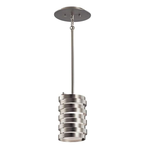 KICHLER Roswell 1-Light Brushed Nickel Contemporary Shaded Kitchen Mini Pendant Hanging Light with Metal Shade