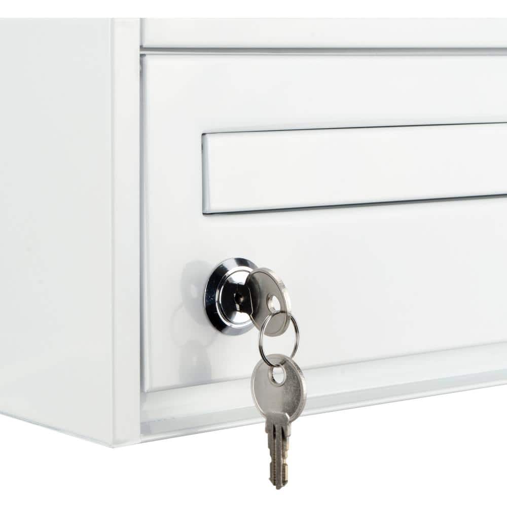 White Steel Key Lock Desktop Drop Box with Backup Keys