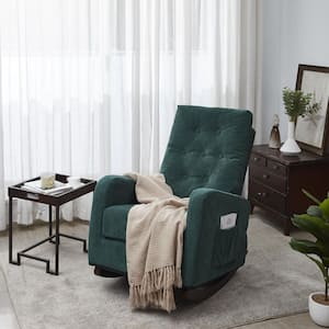 Green Velvet Fabric Rocking Chair Folding Sofa Japanese Tatami Leisure Chair Rocker Armchair Reclining Lazy Sofa