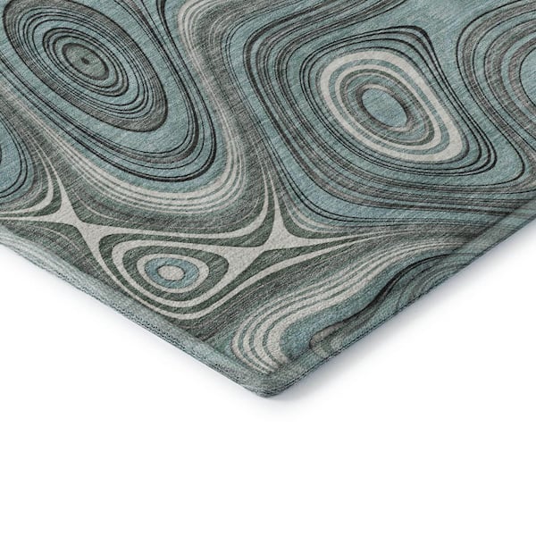 Mayfield Premium Machine Washable Abstract AMF2097 Sky 5 ft. x 7 ft. 6 in. Area Rug