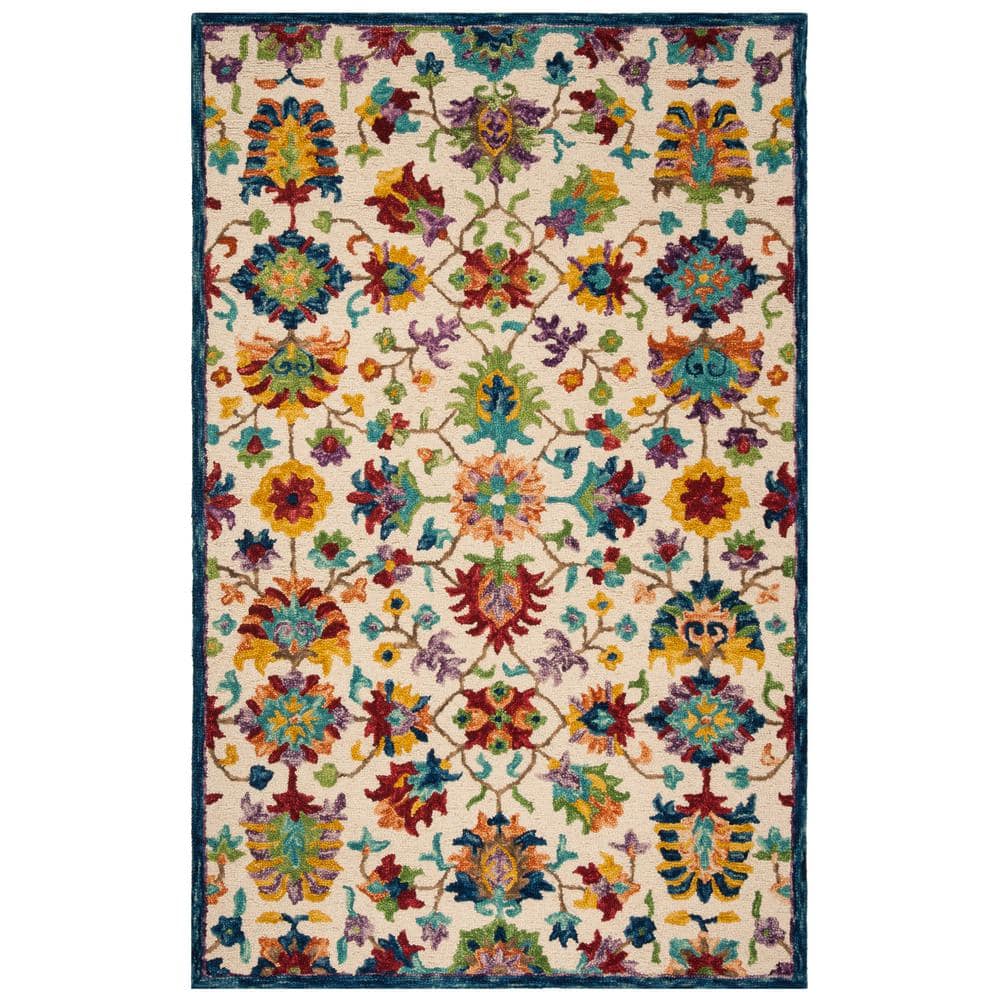 Hand-Tufted Chic Blue Wool 8' x 10' Area Rug with Non-Slip Feature