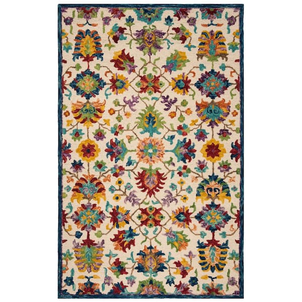 SAFAVIEH Aspen Ivory/Blue 8 ft. x 10 ft. Floral Area Rug