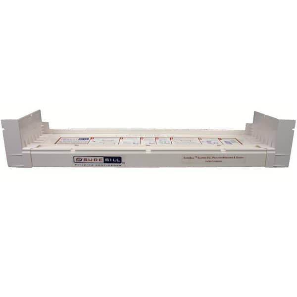 SureSill 4-1/8 in. x 40 in. White PVC Sloped Sill Pan for Door and Window Installation and Flashing (Complete Pack)