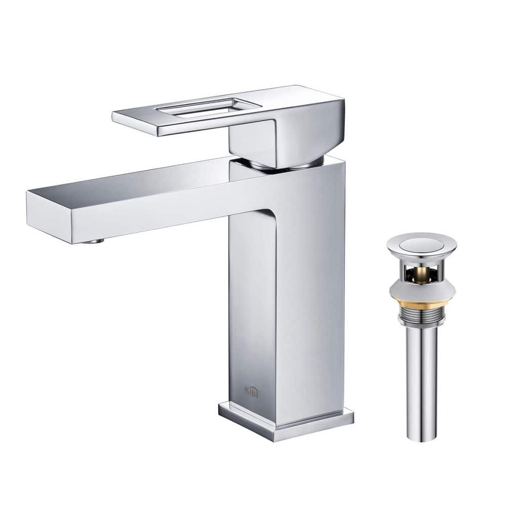 Cube Single-Hole Chrome Single-Handle Modern Bathroom Faucet