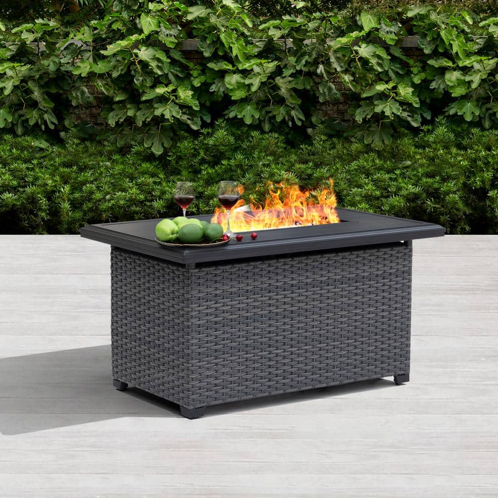 Patio Time Aluminum Rattan Fire Pit Table with a Side Door WF02001