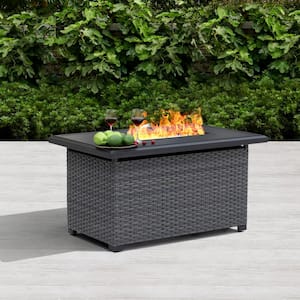 Aluminum Rattan Fire Pit Table with a Side Door