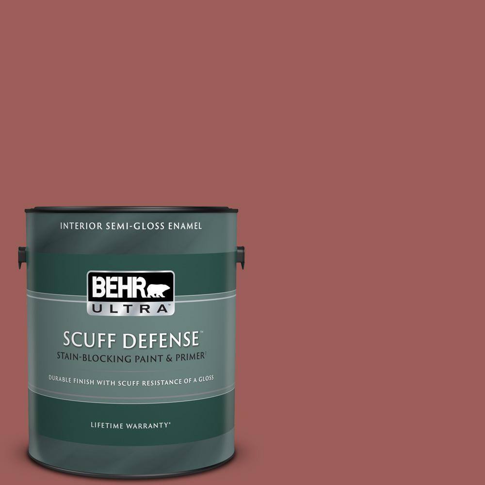 1 gal. #PMD-86 Arabian Red Extra Durable Semi-Gloss Enamel Interior Paint & Primer