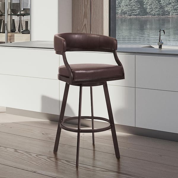 Armen Living Dione 26 In Counter, Edy 26 Brown Faux Leather Swivel Counter Stool