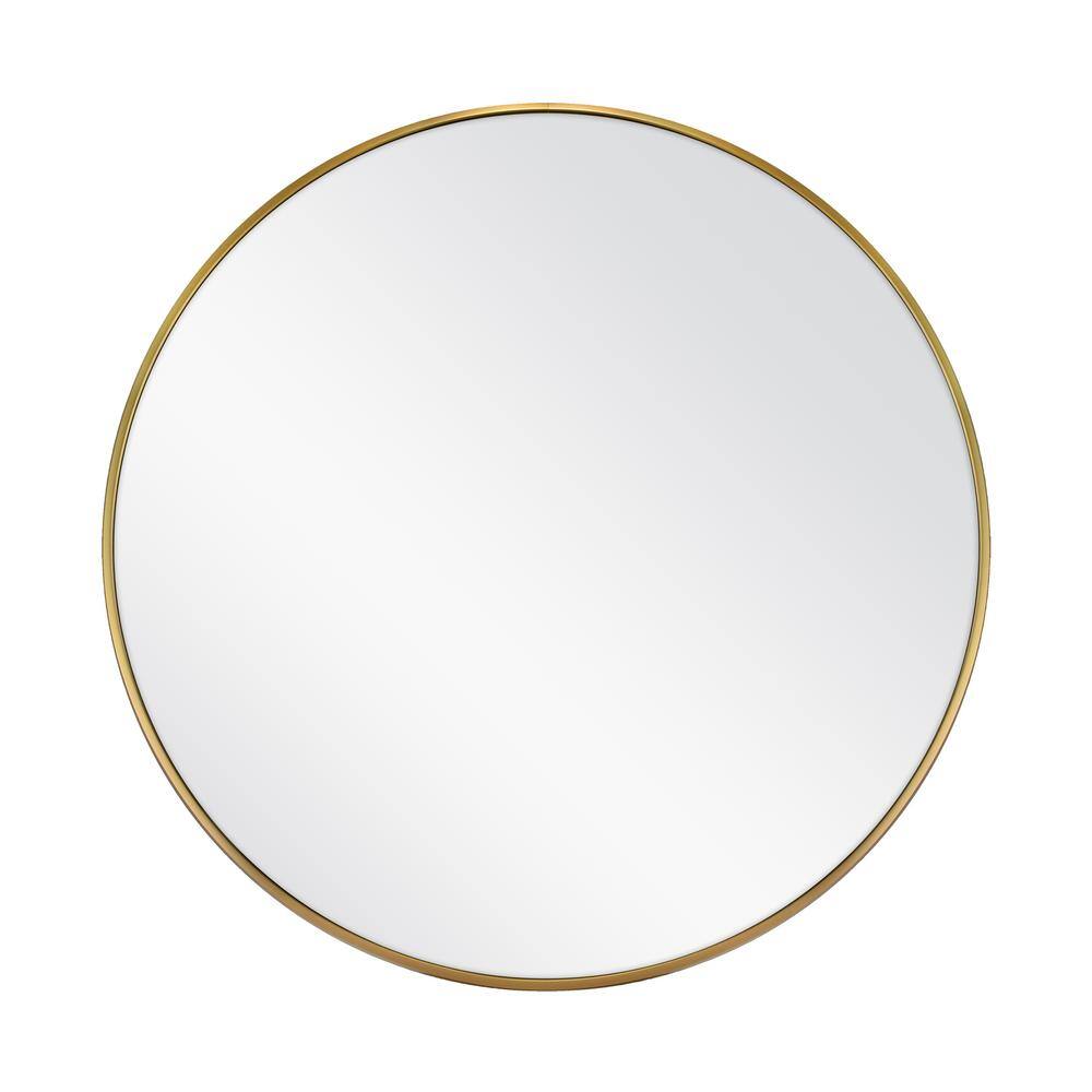 WallBeyond 24 in. Round Modern Mirror with Aluminum Frame in Gold Color ...