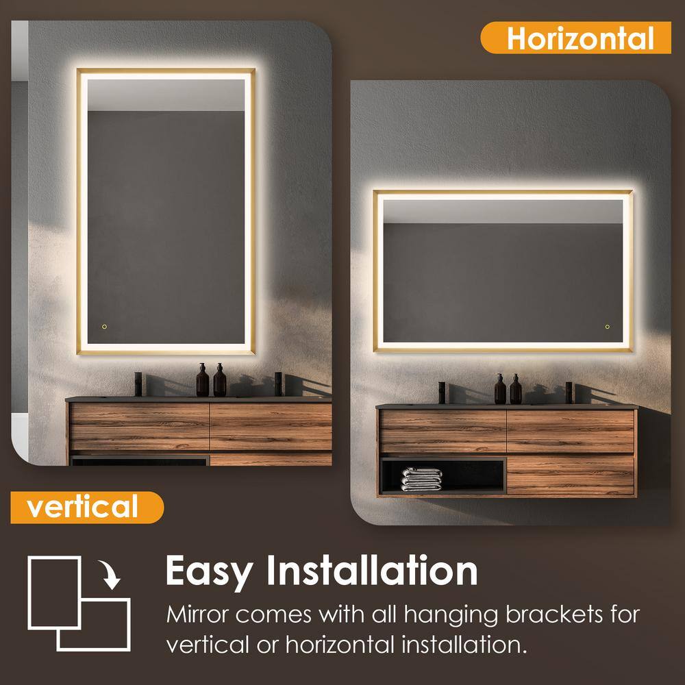 Apollo 48" Gold Aluminum LED Vanity Mirror
