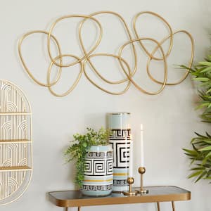 43 in. x  22 in. Metal Gold Interlocking Rings Abstract Wall Decor