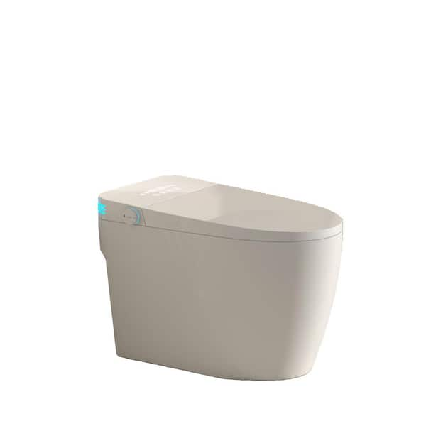 12 in. Voice Control Toilet 1.28 GPF Single Flush Elongated Smart Toilet in White Seat Included with Bubble Shield