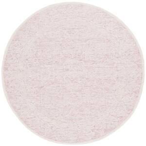 Ebony Pink/Ivory 6 ft. x 6 ft. Floral Round Area Rug