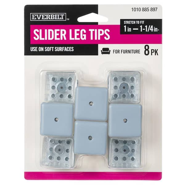 1 in. Clear Square Leg Tip Slider (8-Pack)