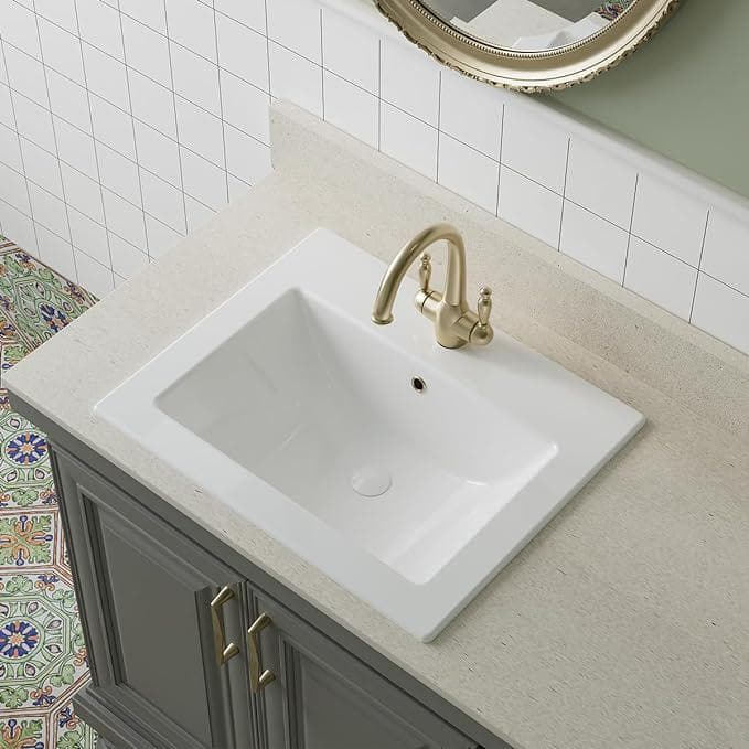 Laguna Beach 21-5/8 in. Bathroom Sink in White Ceramic Rectangular Drop-in 