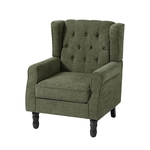 Uixe Modern Green Linen Upholstered Button High Back Accent Arm