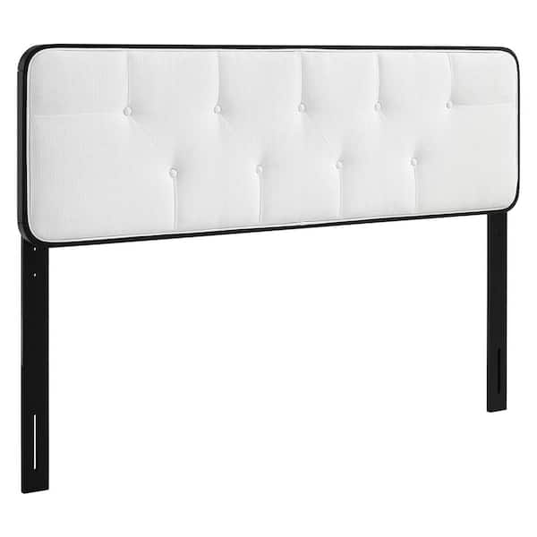 MODWAY Collins Tufted in Black White Twin Fabric and Wood Headboard