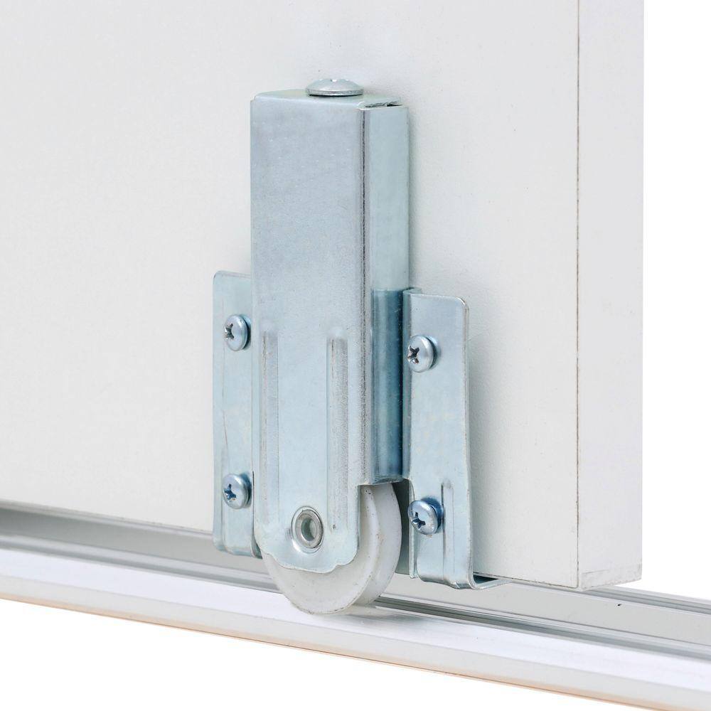 Off-White Solid Core 4-Panel Sliding Closet Doors with Glass