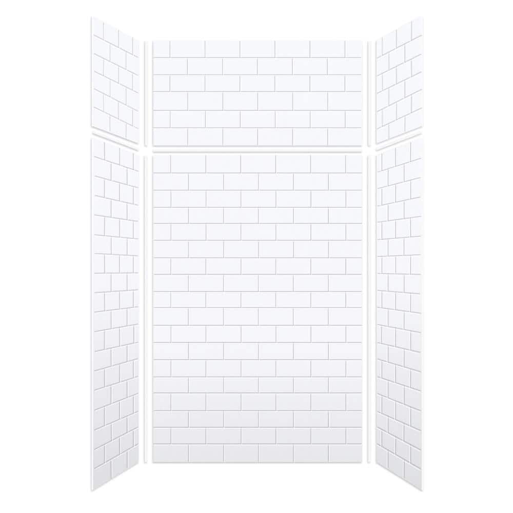 SaraMar White Subway Tile 48" x 96" Shower Wall Kit