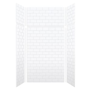 Saramar 48 in. W x 96 in. H x 36 in. D 6-Piece Glue to Wall Alcove Shower Wall Kit with Extension in. White