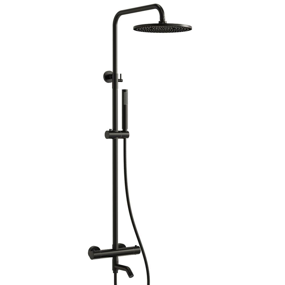 10 in. Round Shower Head Single Handle 3-Spray Tub and Shower Faucet 1.8 GPM in Matte Black Valve Included price history on PriceWatchPro