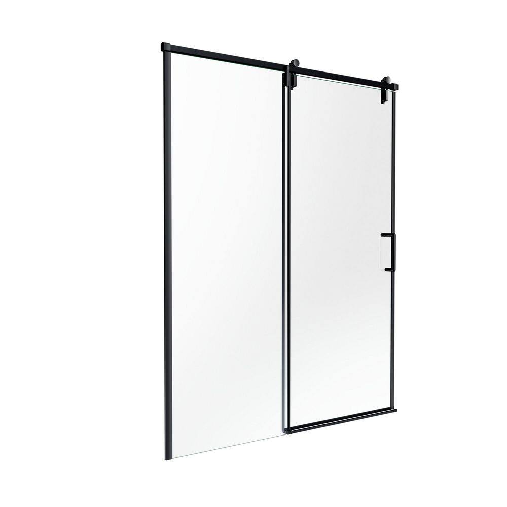 60 in. W x 76 in. H Sliding Semi-Frameless Shower Door in Matte Black Finish with Clear Tempered Glass price history on PriceWatchPro
