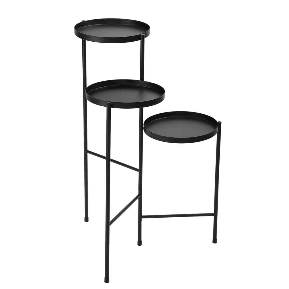 3 Tier Foldable Iron Plant Stand with Trays for Living Room Bedroom Balcony Hallway Black price history on PriceWatchPro