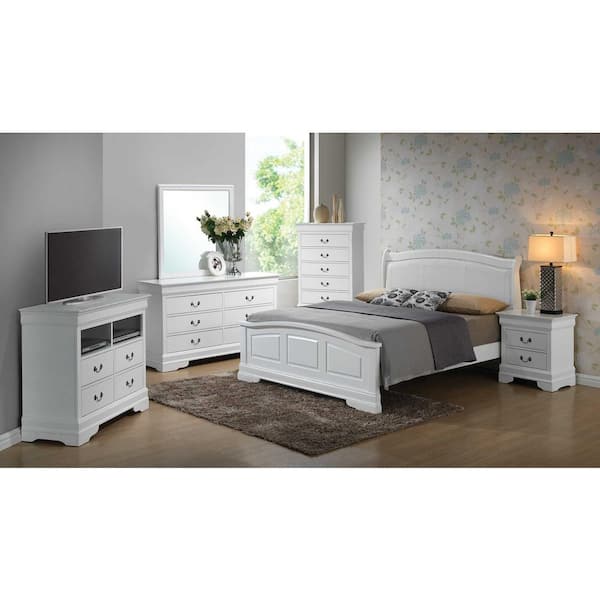 Louis Philippe King Size Bedroom Set - White